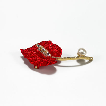Luxury Red Calla Lily Brooch