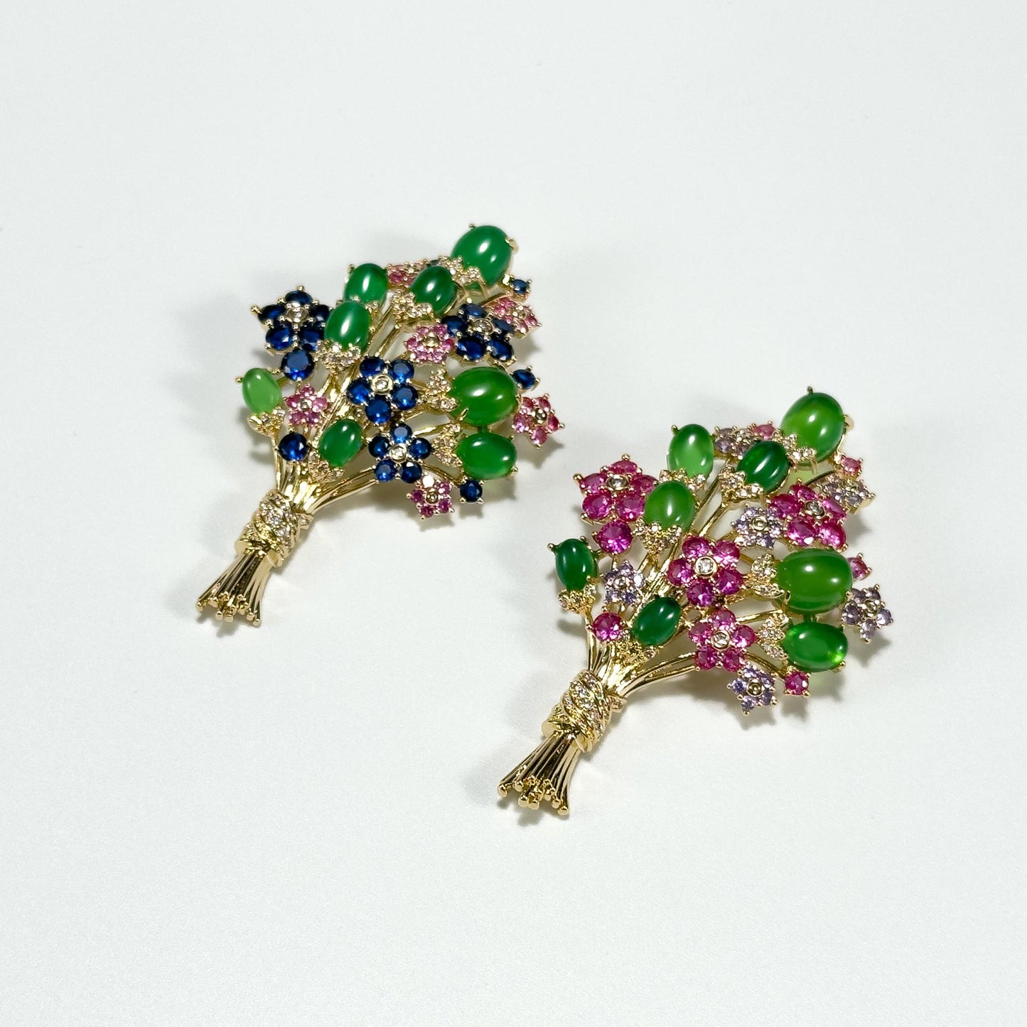 Green Glass Bouquet Brooch