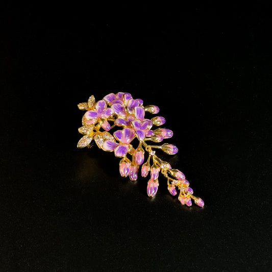 Enameled Two-Tone Wisteria Brooch