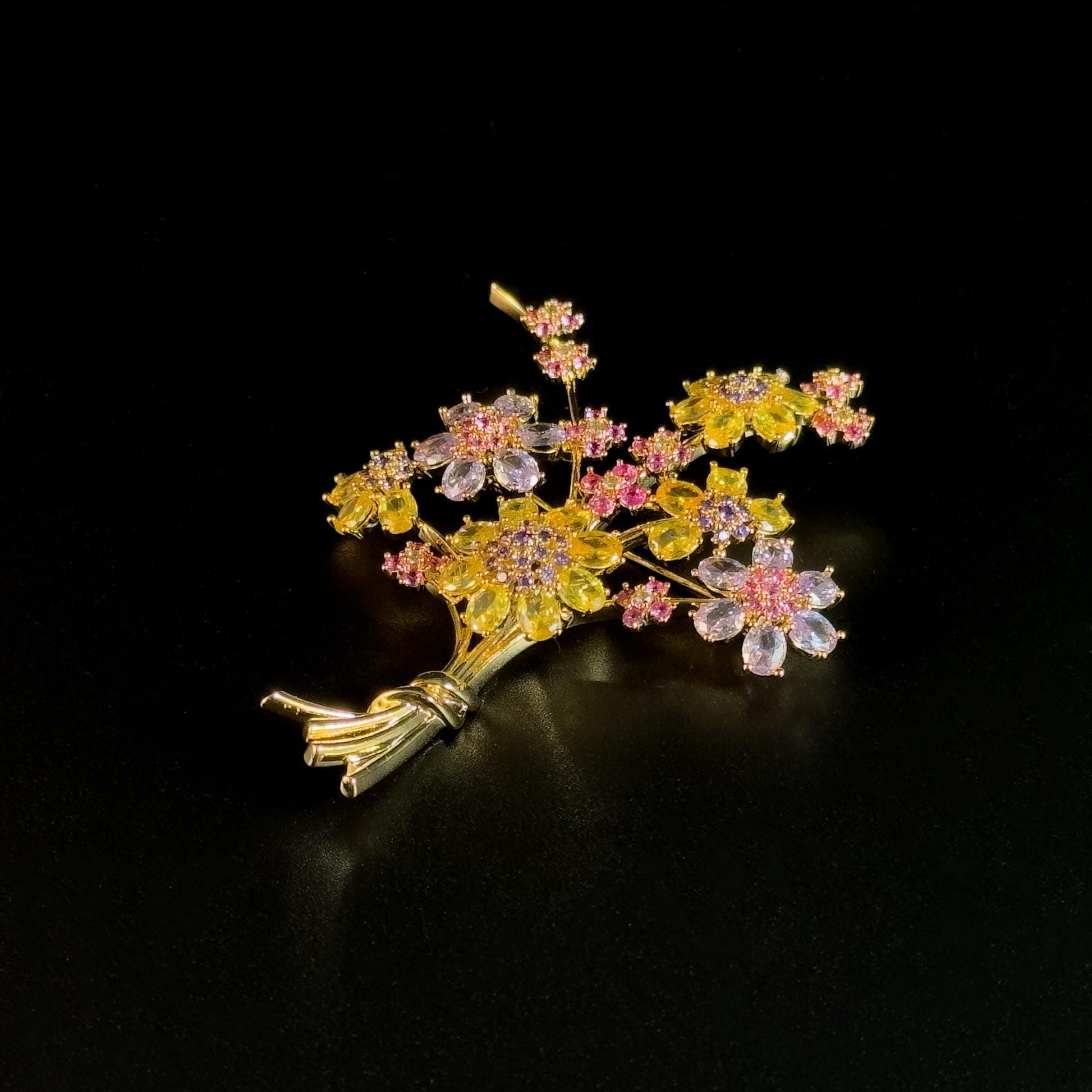 This Gold Crystal Bouquet Brooch Is an Exquisite Evening Gown Accessory That Can Be Worn A