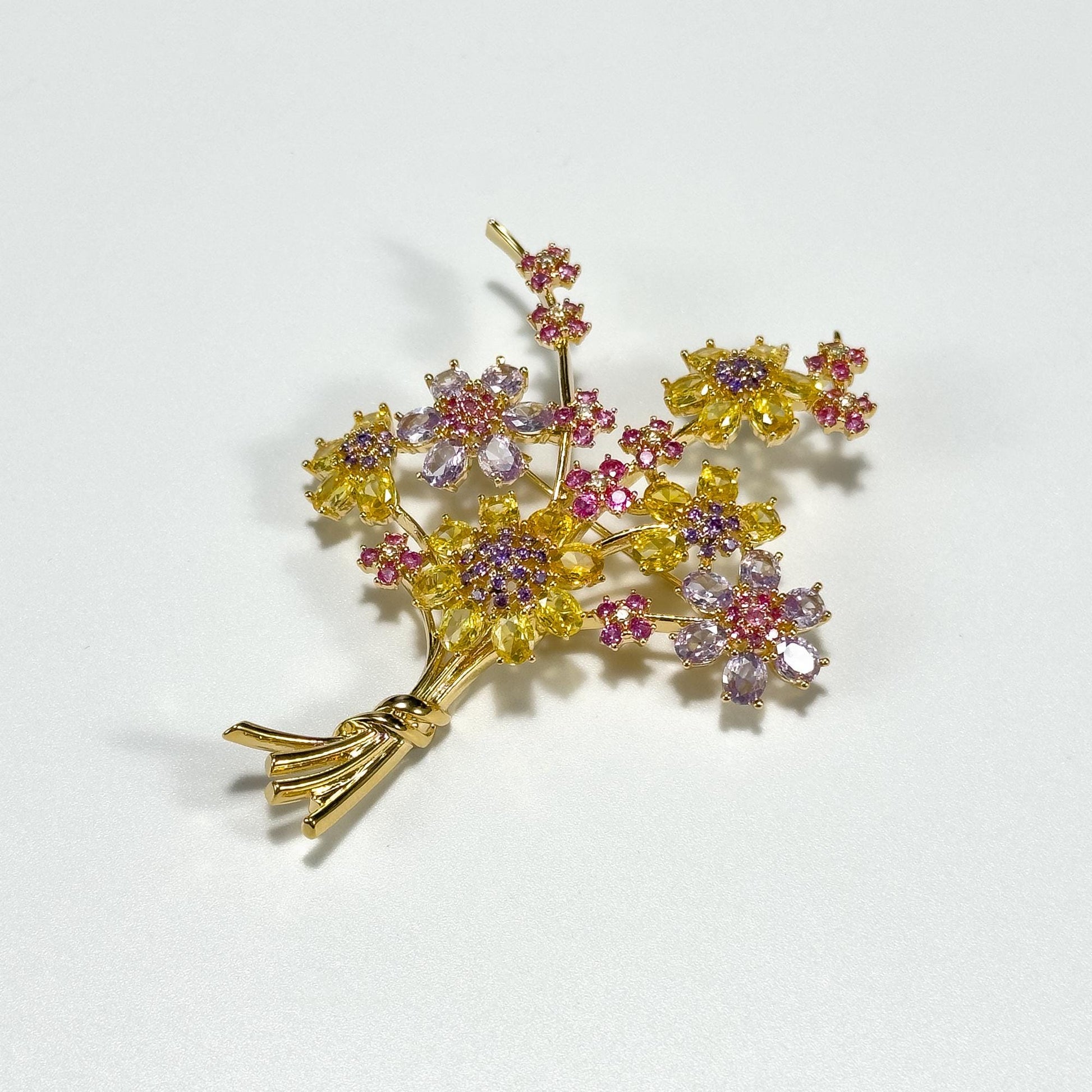 This Gold Crystal Bouquet Brooch Is an Exquisite Evening Gown Accessory That Can Be Worn A