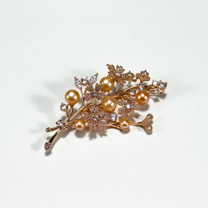 Pink Pearl Bouquet Brooch