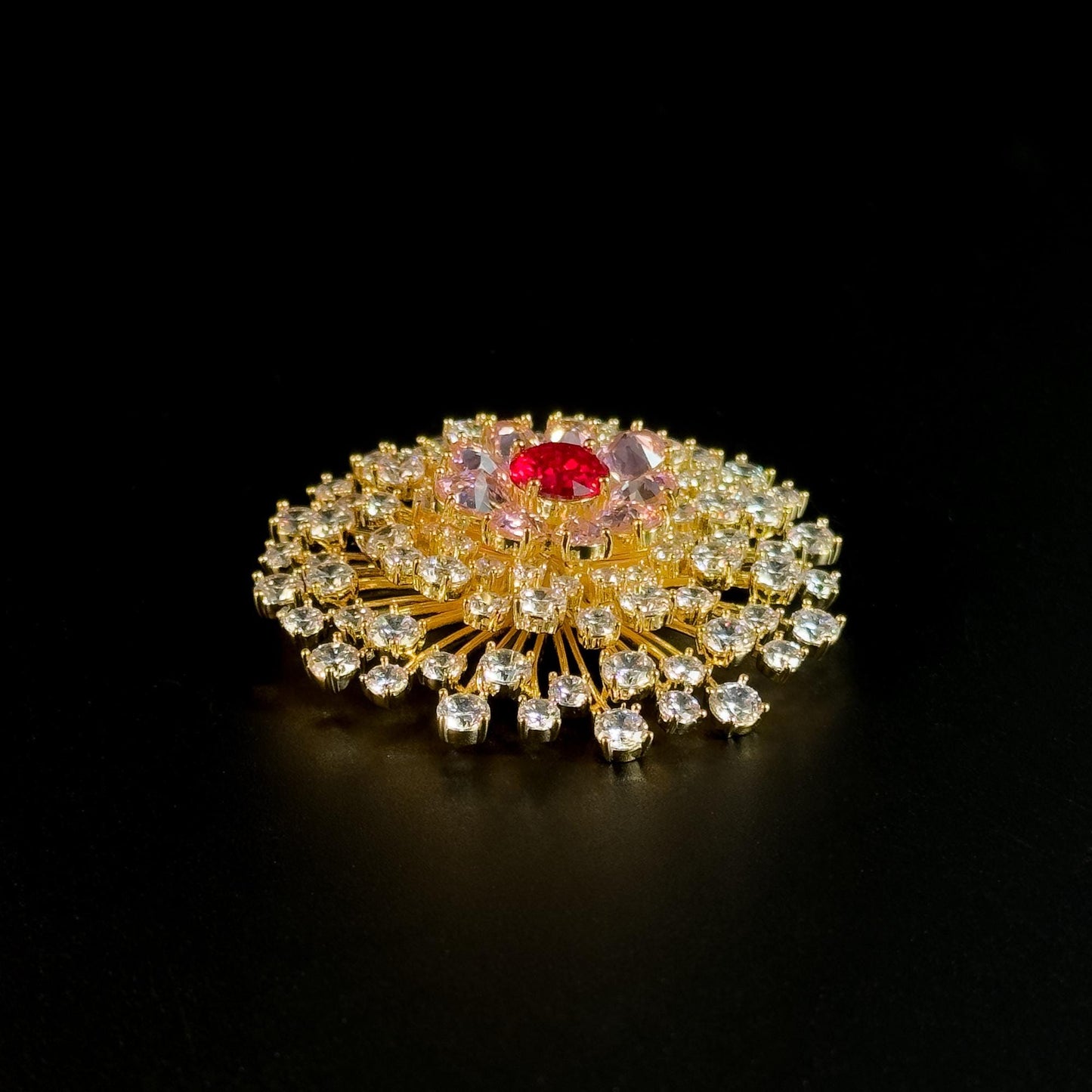 Ruby Dandelion Brooch
