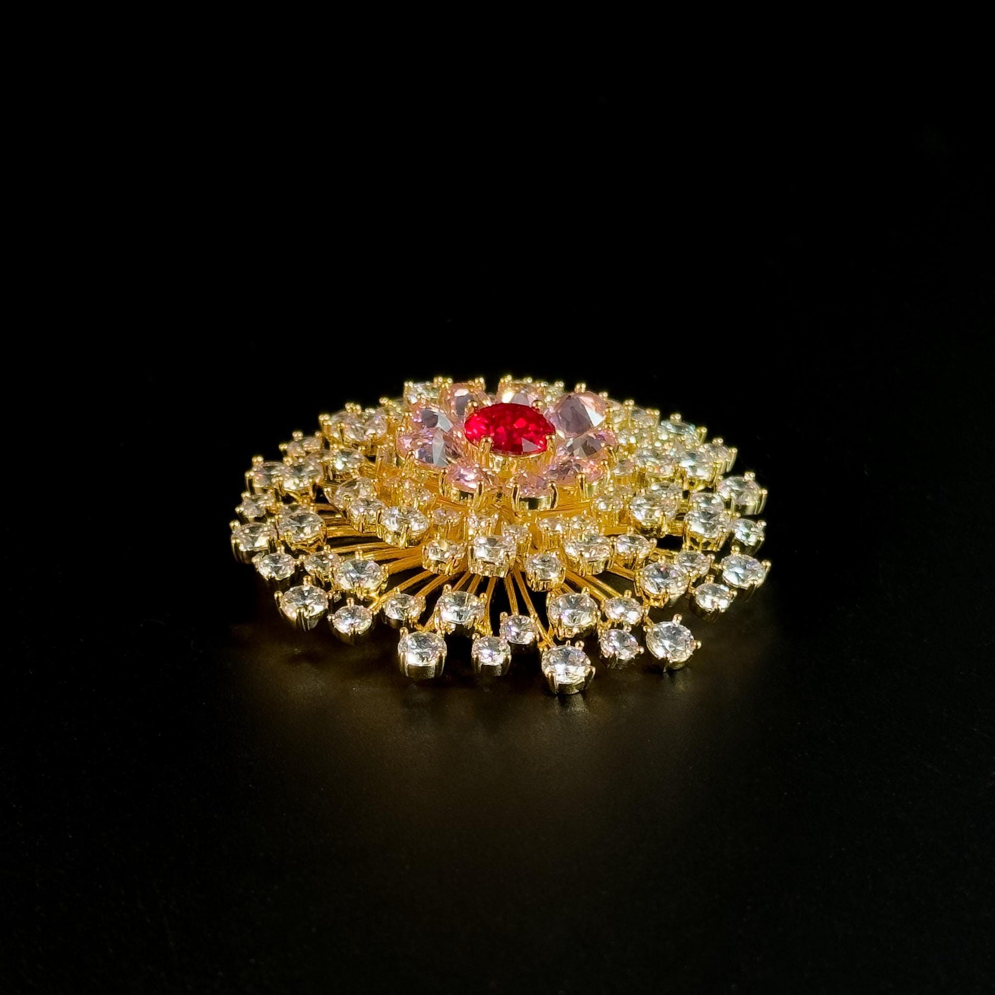 Ruby Dandelion Brooch