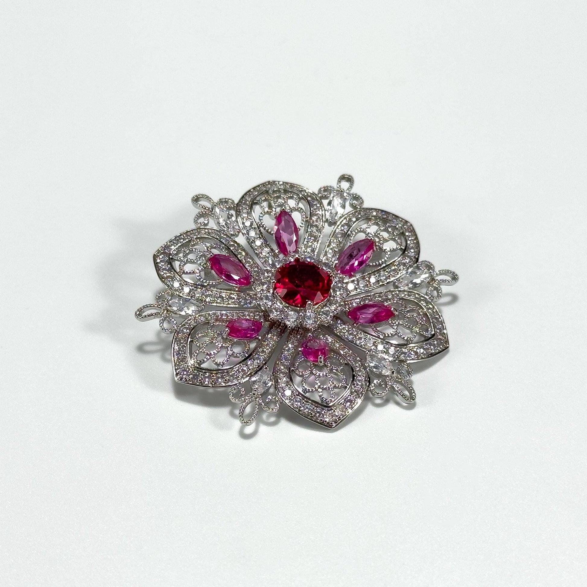 Ruby Flower Brooch