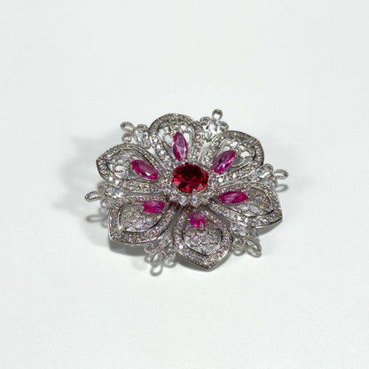 Ruby Flower Brooch