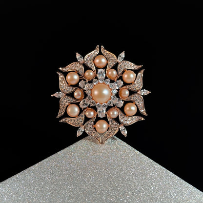 Pink Pearl Flower Brooch