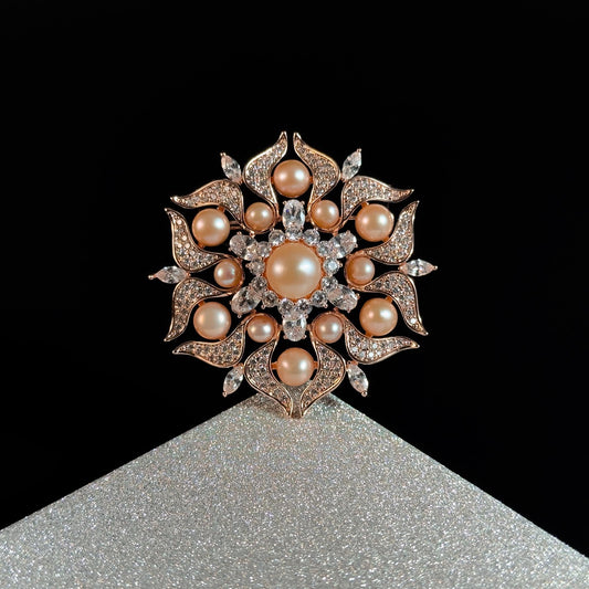 Pink Pearl Flower Brooch