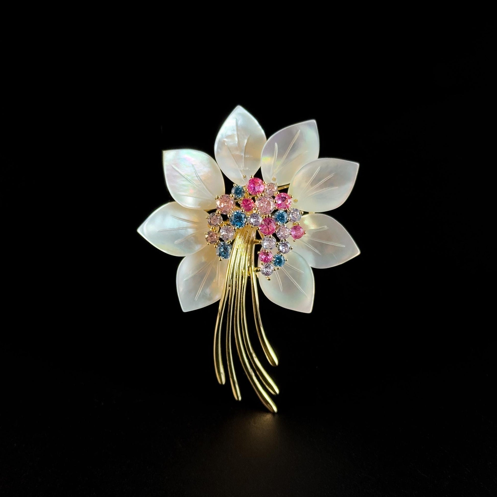 White Mother-of-Pearl Flower Brooch