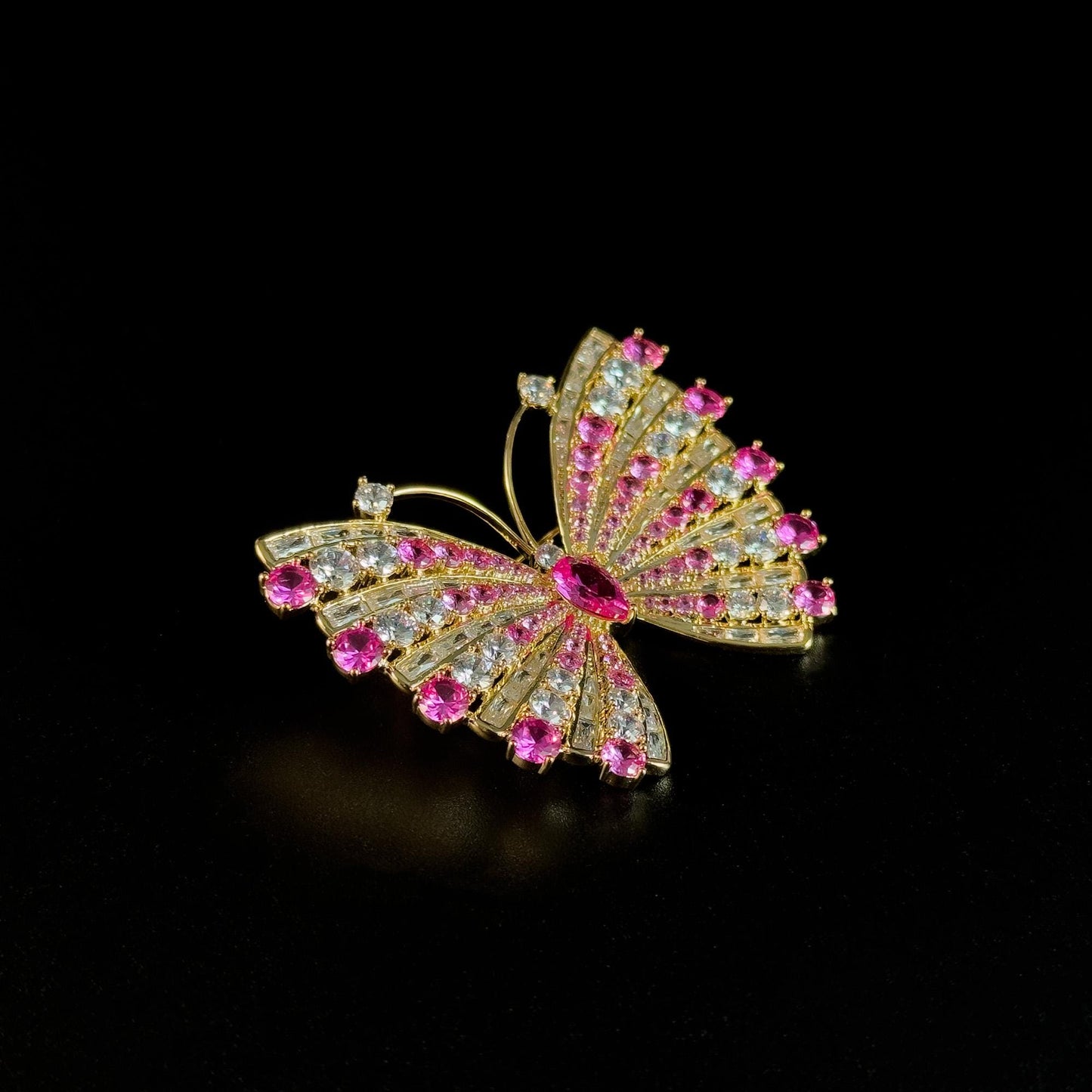 Rose Pink Zircon Butterfly Brooch