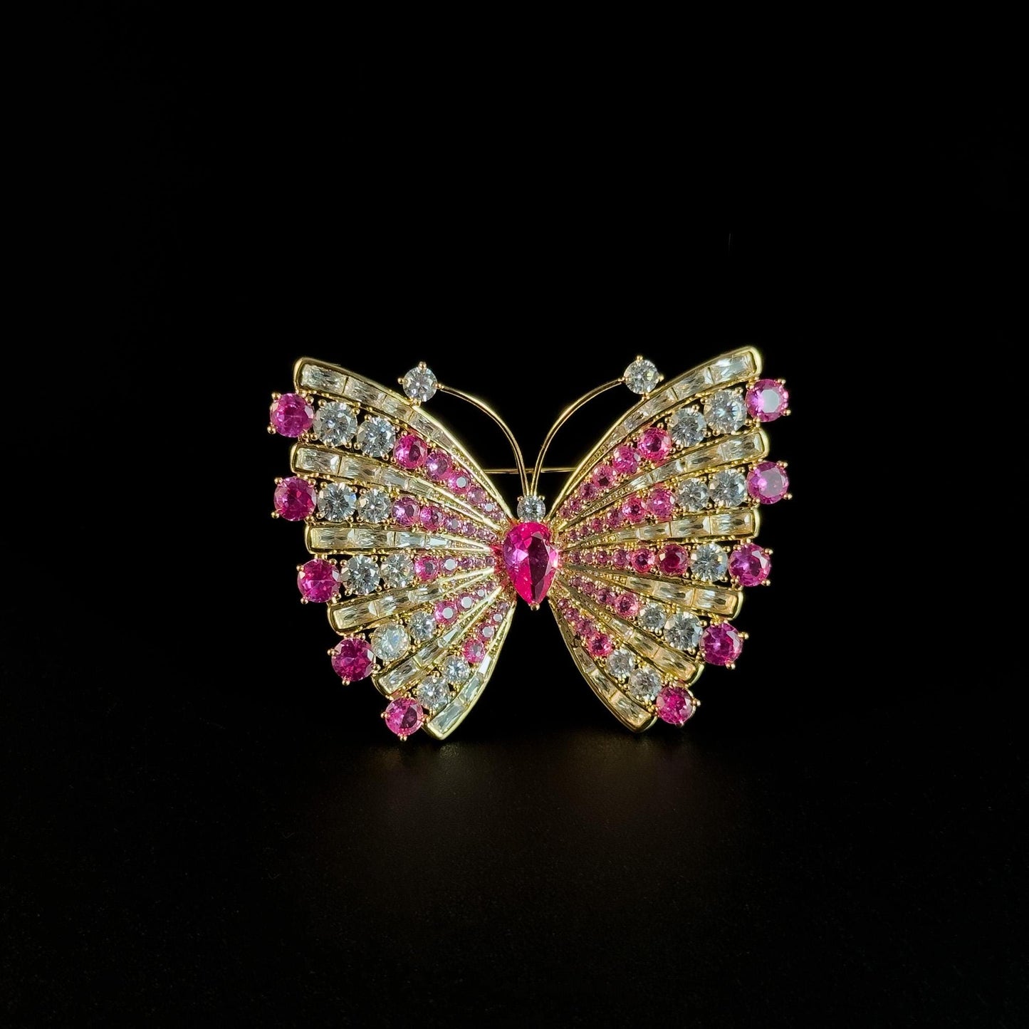 Rose Pink Zircon Butterfly Brooch