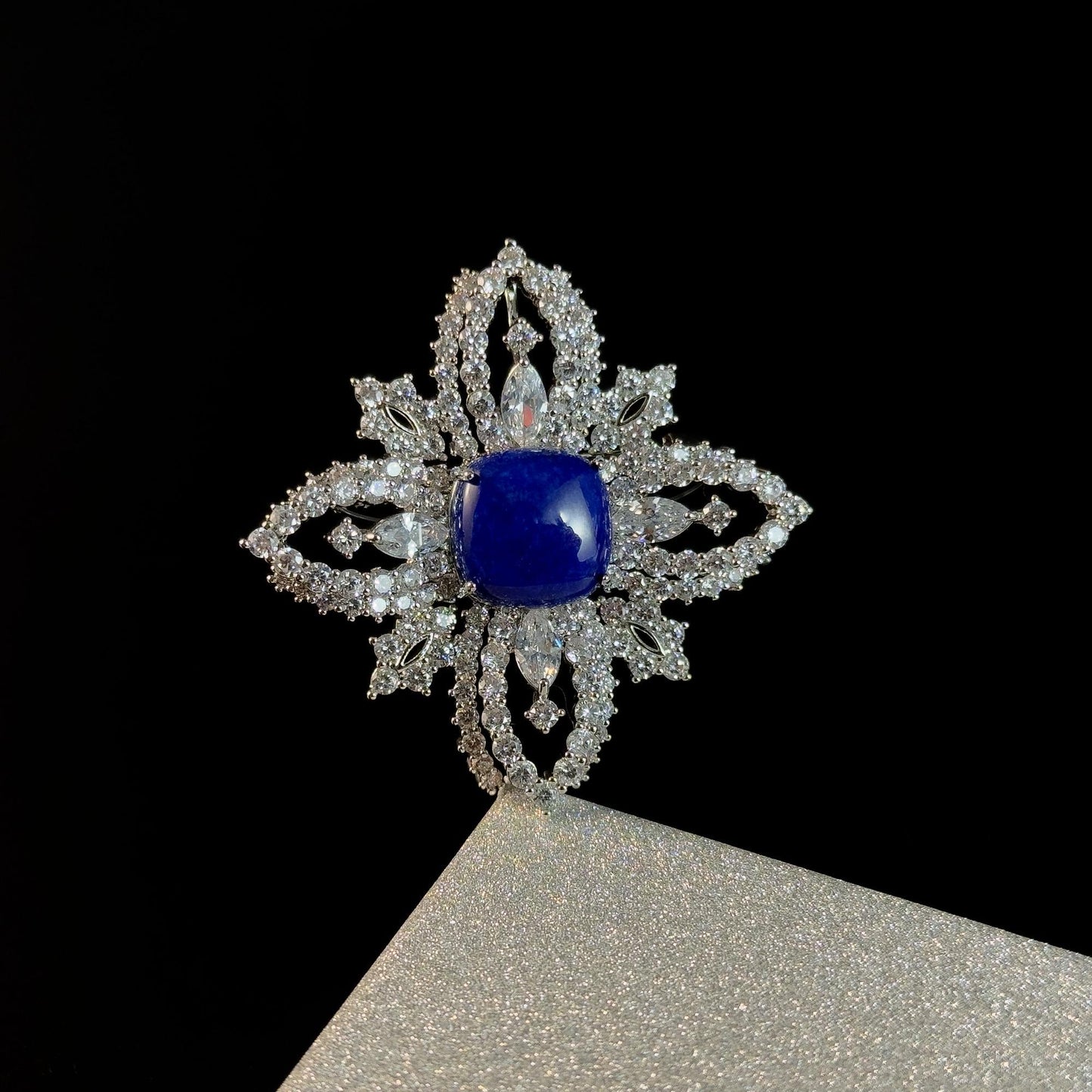 Sapphire Flower Brooch
