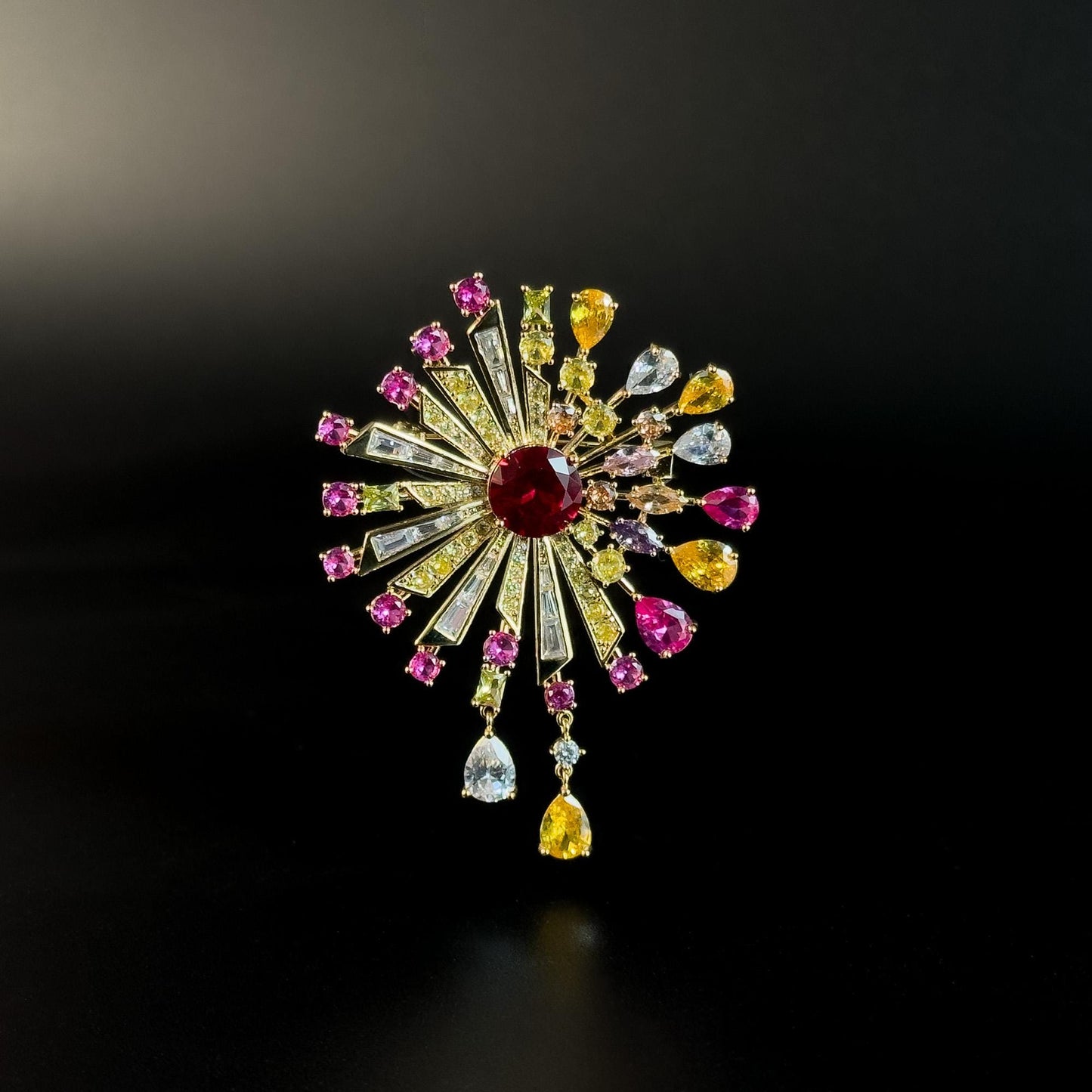 Colorful Fireworks-Shaped Pendant Brooch