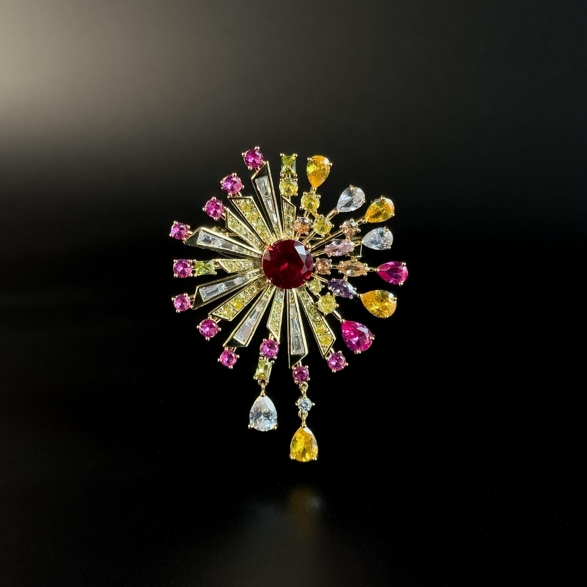 Colorful Fireworks-Shaped Pendant Brooch