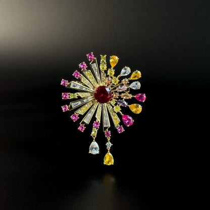 Colorful Fireworks-Shaped Pendant Brooch