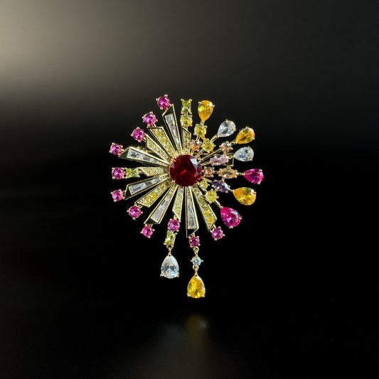 Colorful Fireworks-Shaped Pendant Brooch