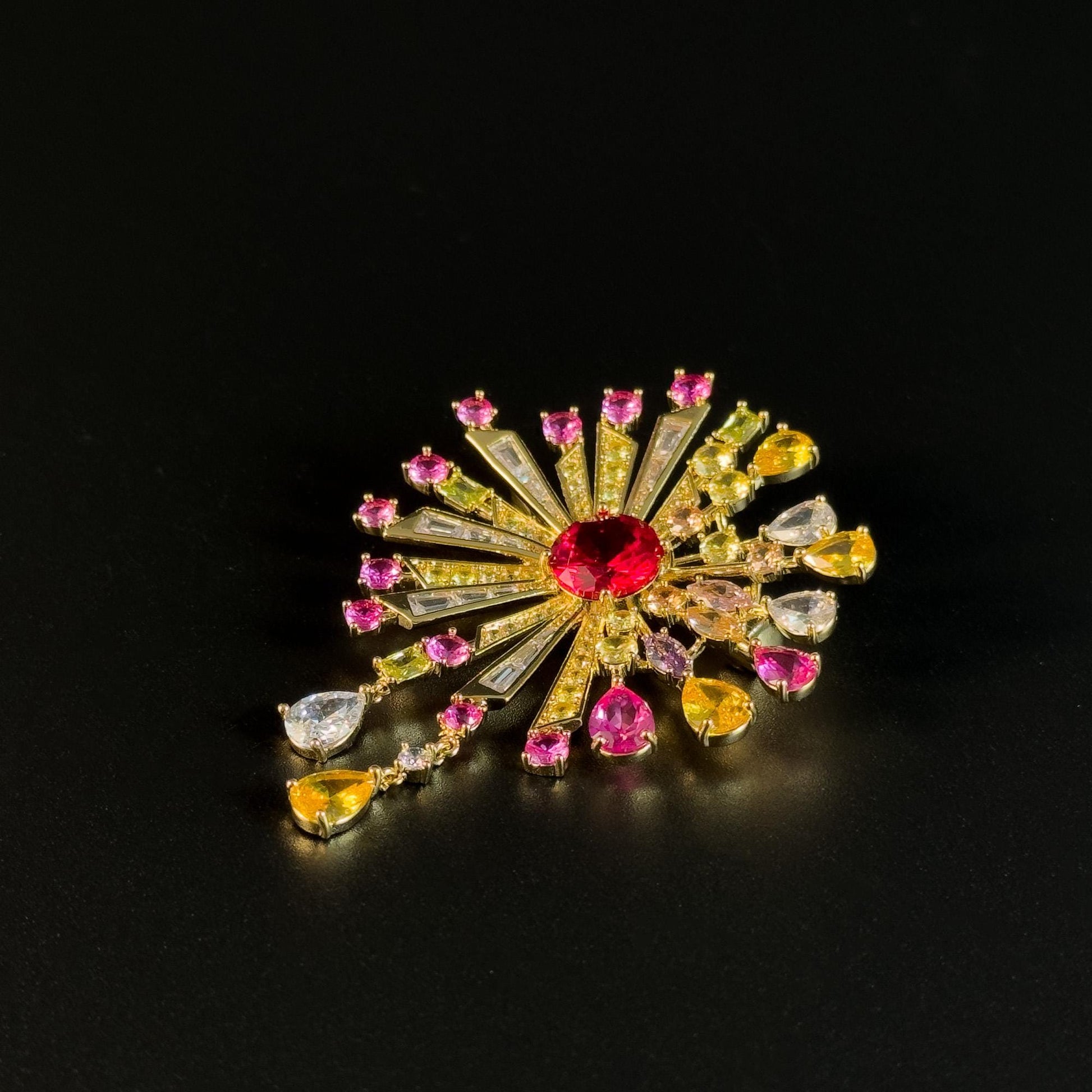 Colorful Fireworks-Shaped Pendant Brooch