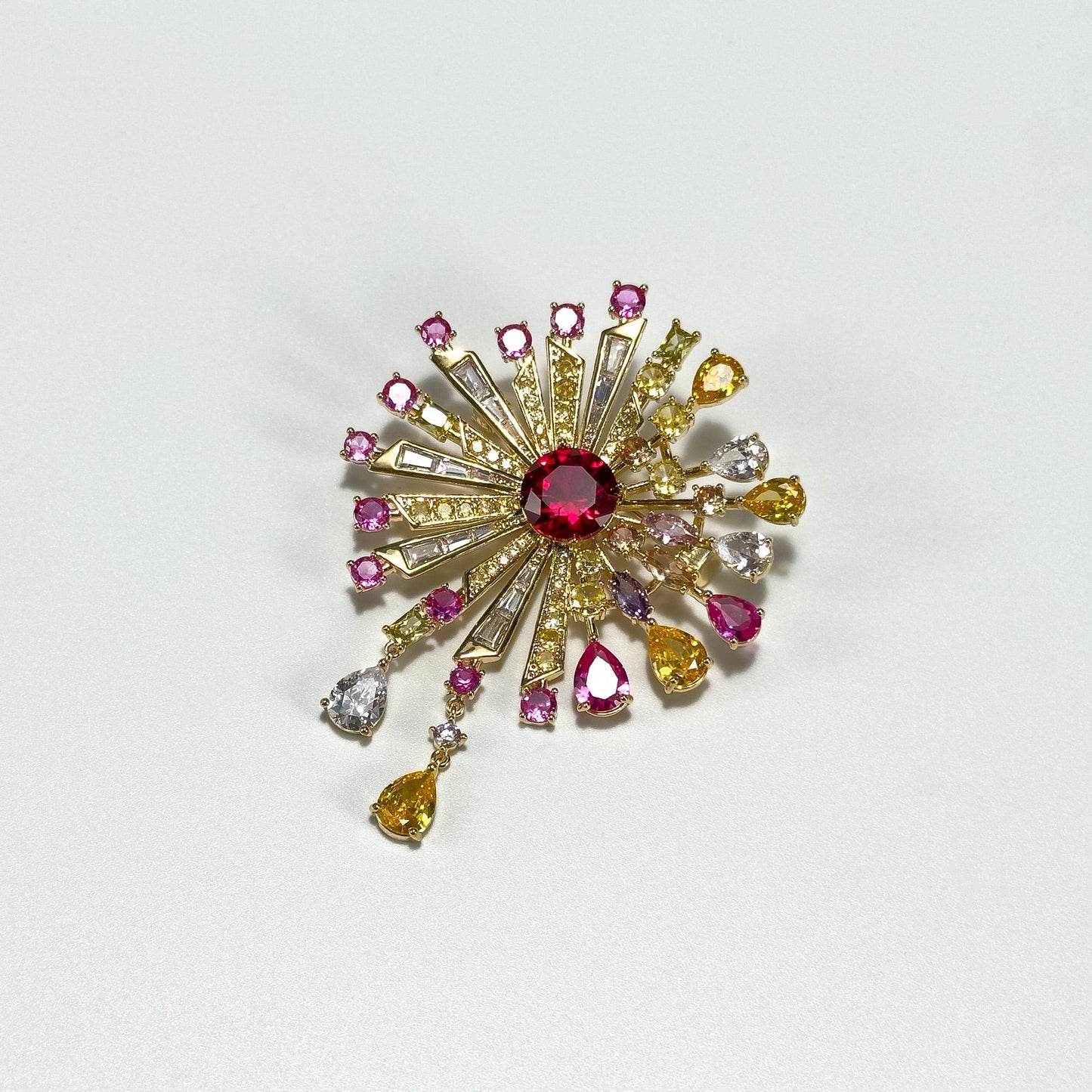 Colorful Fireworks-Shaped Pendant Brooch