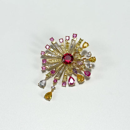 Colorful Fireworks-Shaped Pendant Brooch
