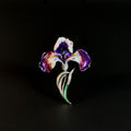 Enameled Iris Brooch