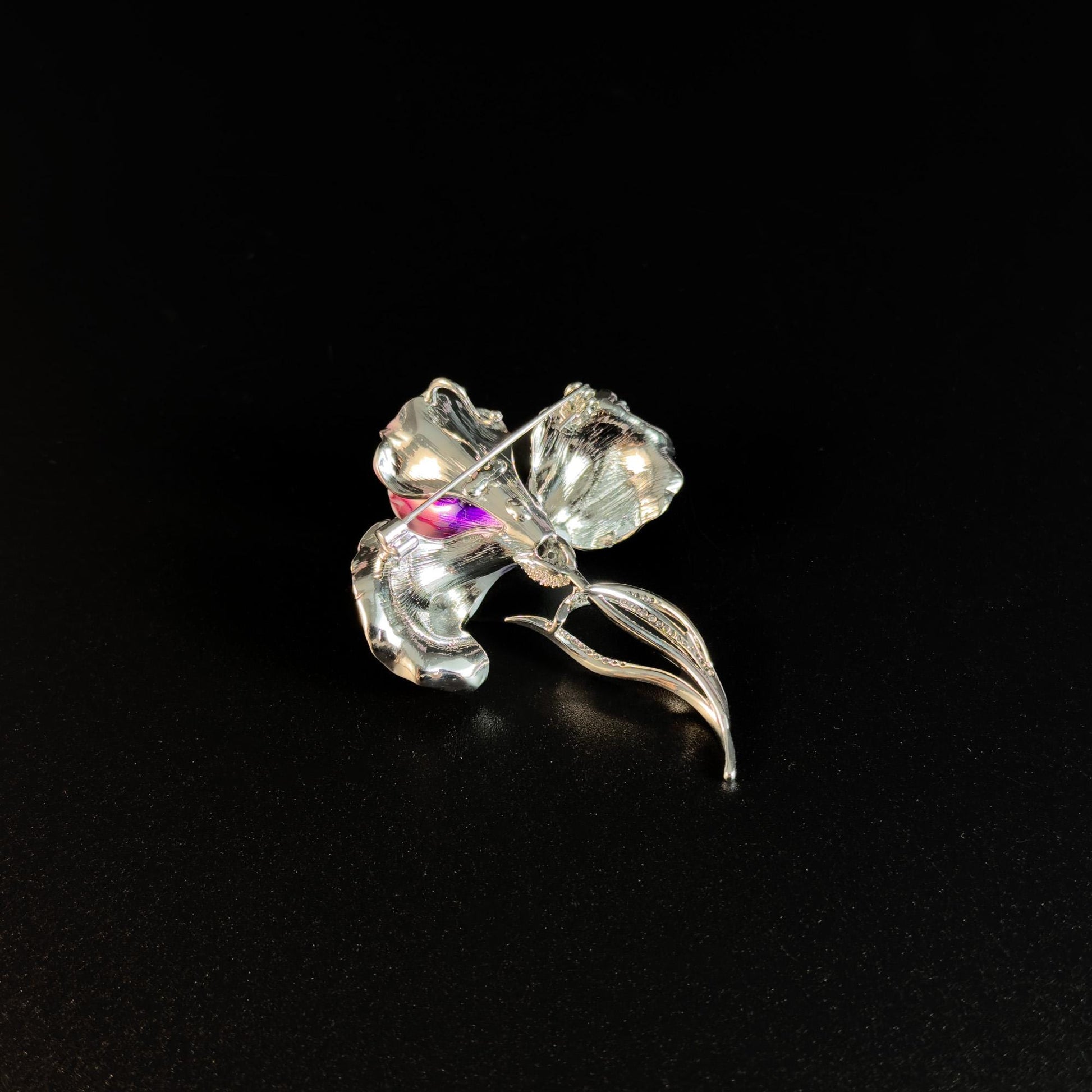 Enameled Iris Brooch