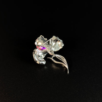 Enameled Iris Brooch
