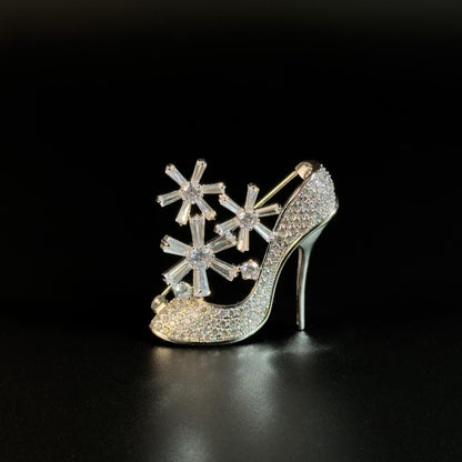 Snowflake High Heel Shoe Brooch