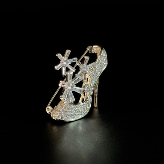 Snowflake High Heel Shoe Brooch