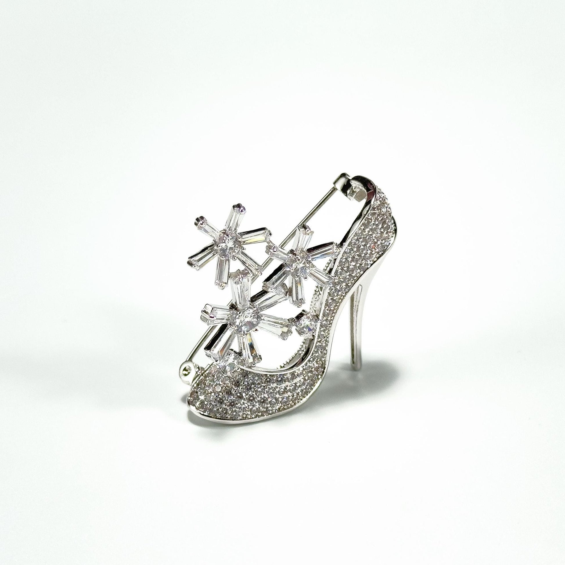 Snowflake High Heel Shoe Brooch