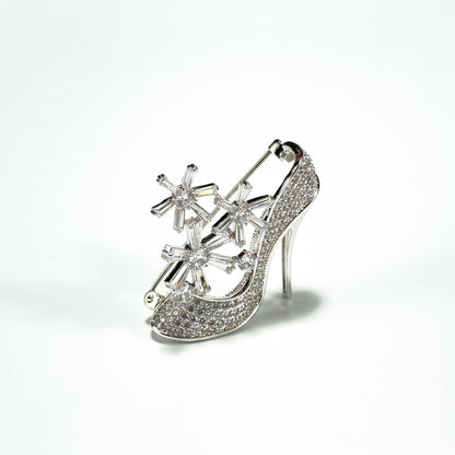 Snowflake High Heel Shoe Brooch