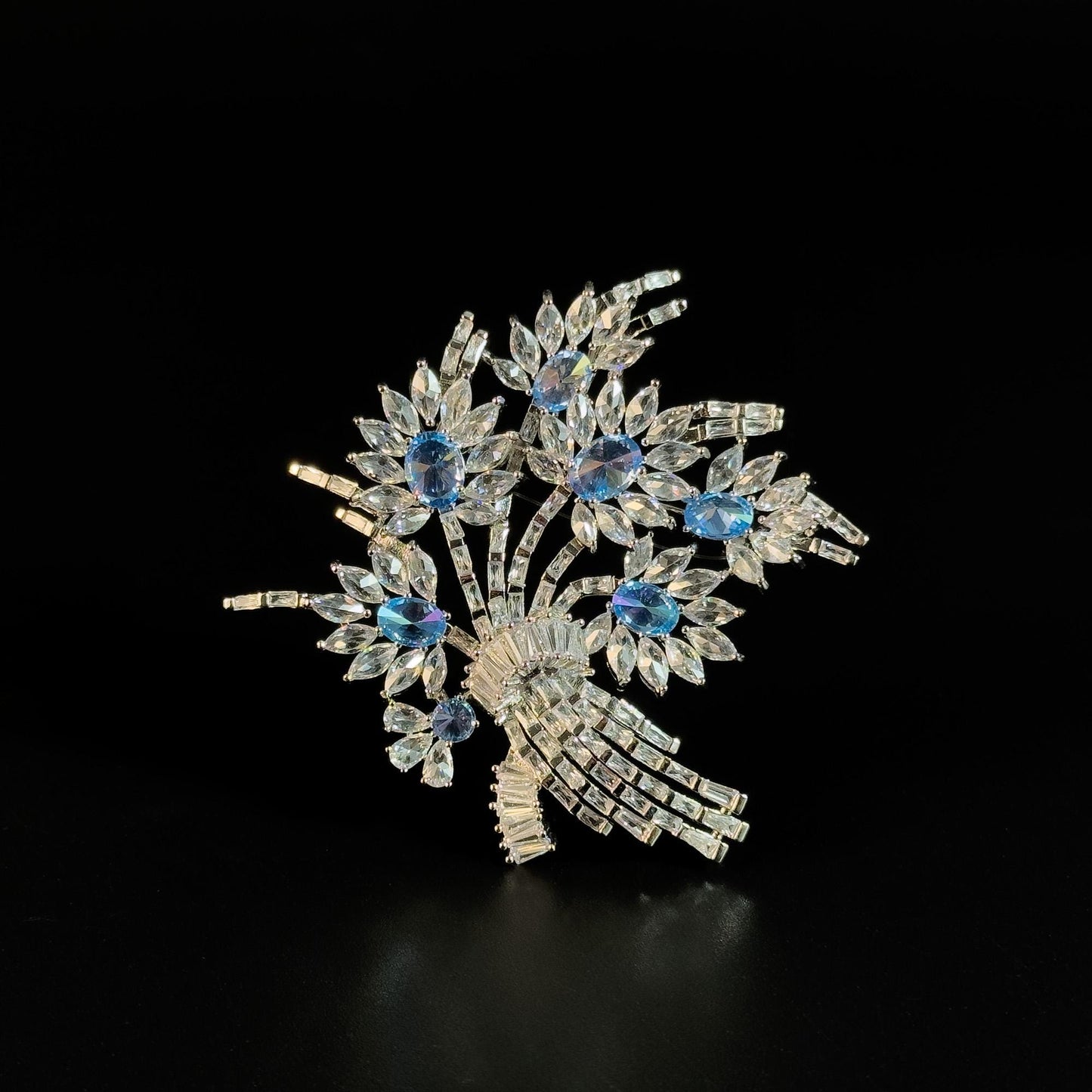 Blue Crystal Bouquet Brooch