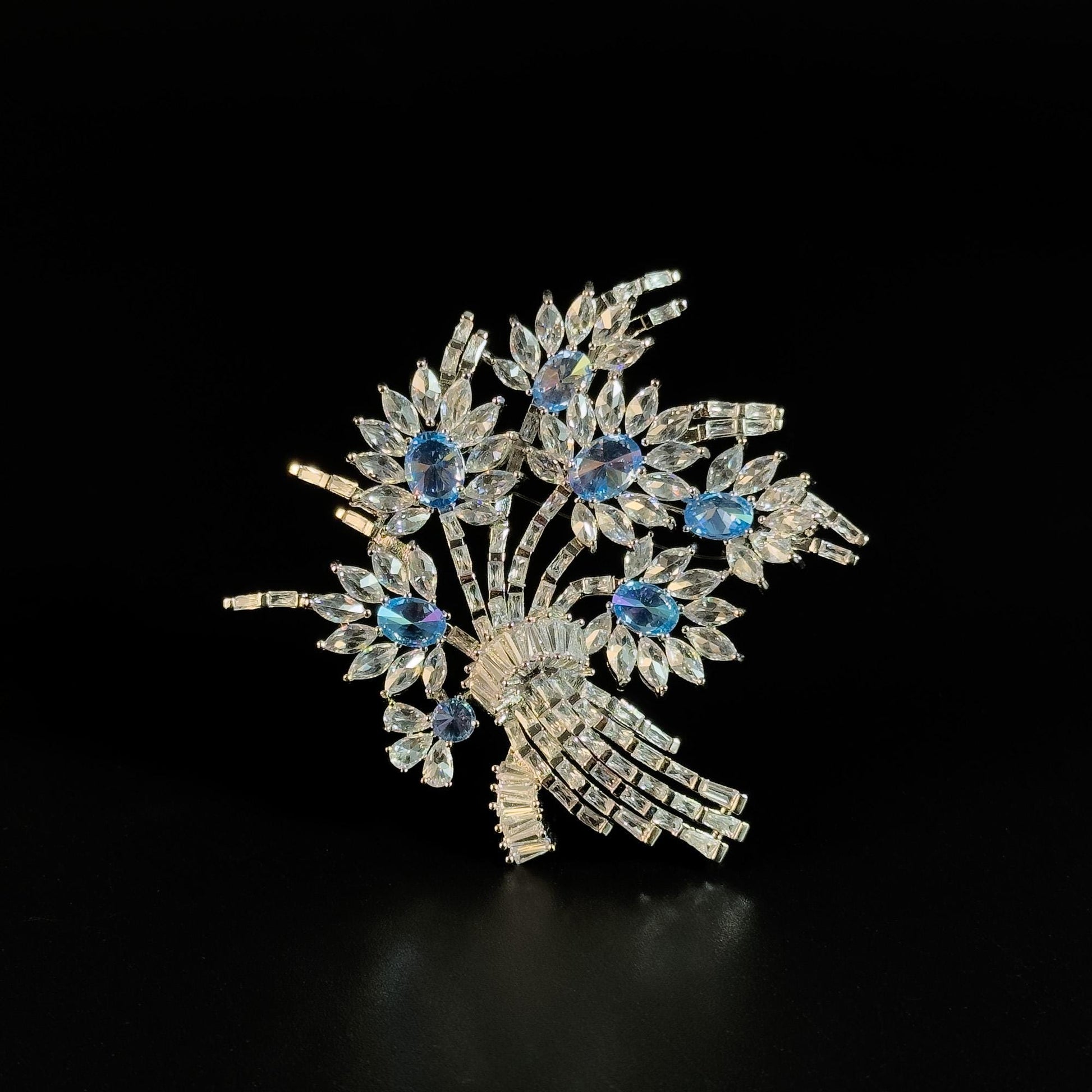 Blue Crystal Bouquet Brooch
