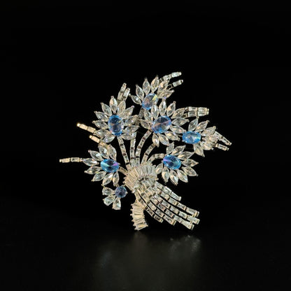 Blue Crystal Bouquet Brooch