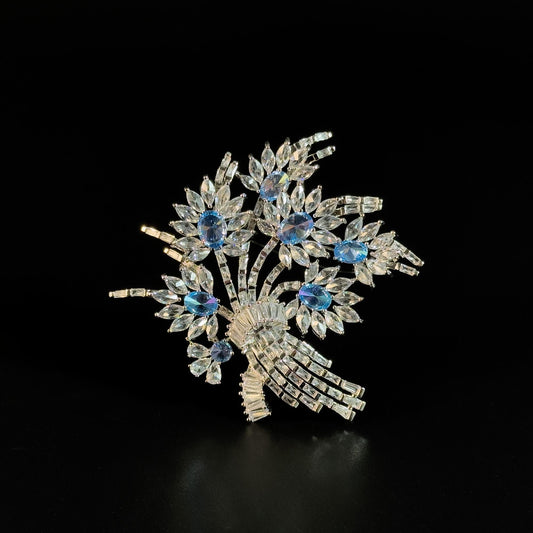 Blue Crystal Bouquet Brooch