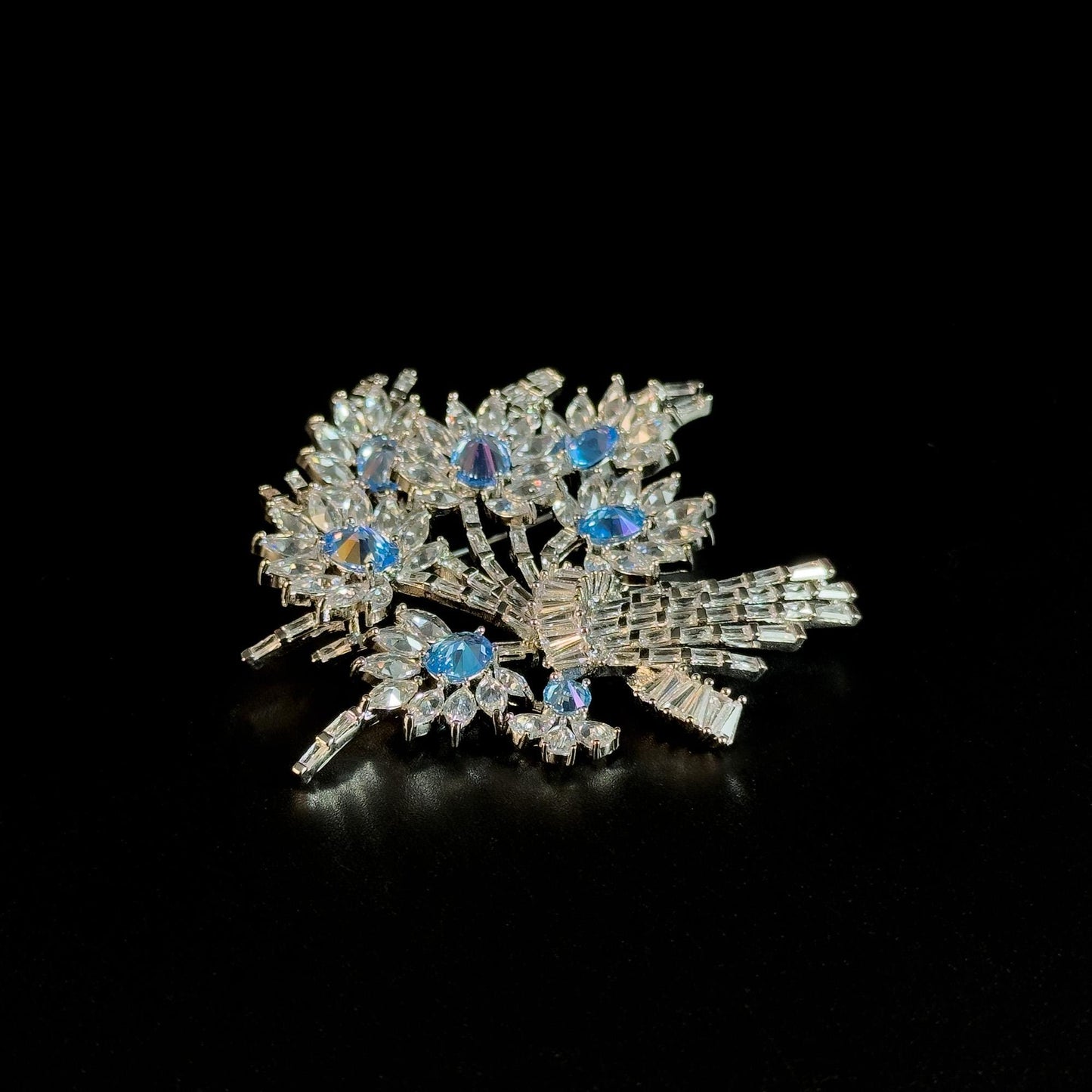 Blue Crystal Bouquet Brooch