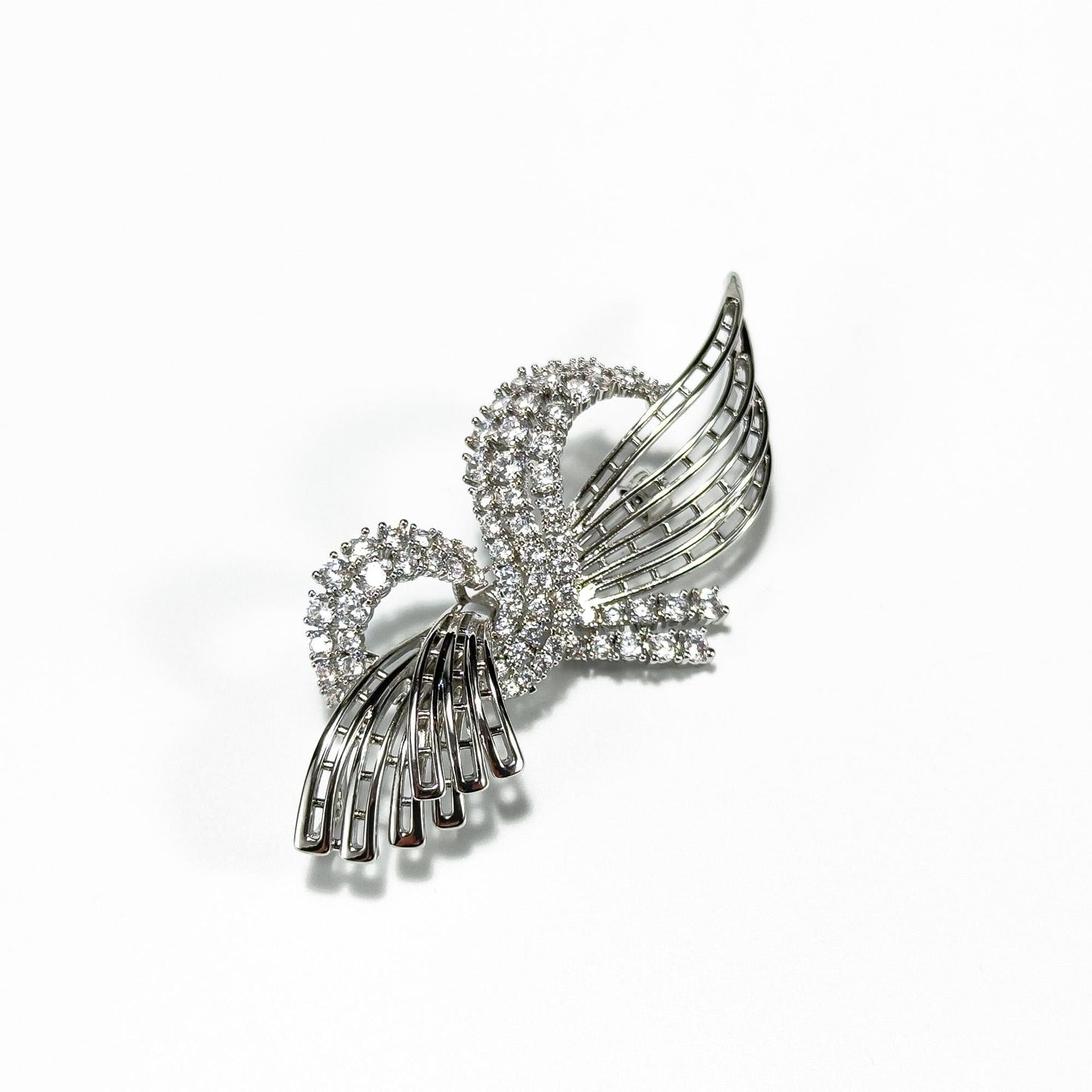 Blue Zircon Feather Brooch