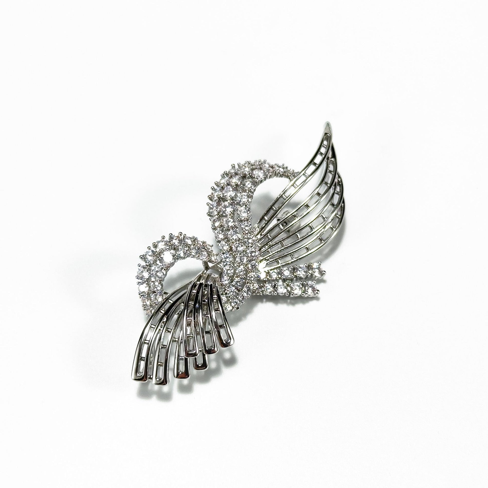 Blue Zircon Feather Brooch