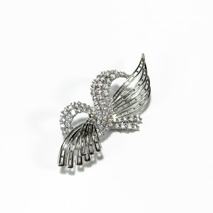Blue Zircon Feather Brooch