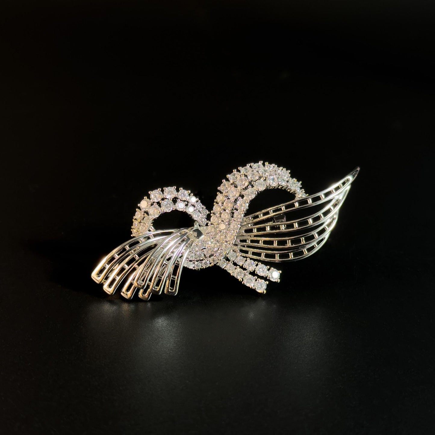 Blue Zircon Feather Brooch