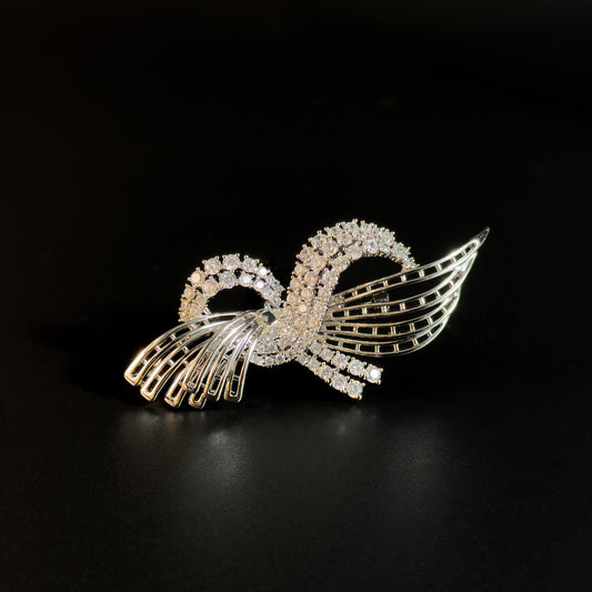 Blue Zircon Feather Brooch