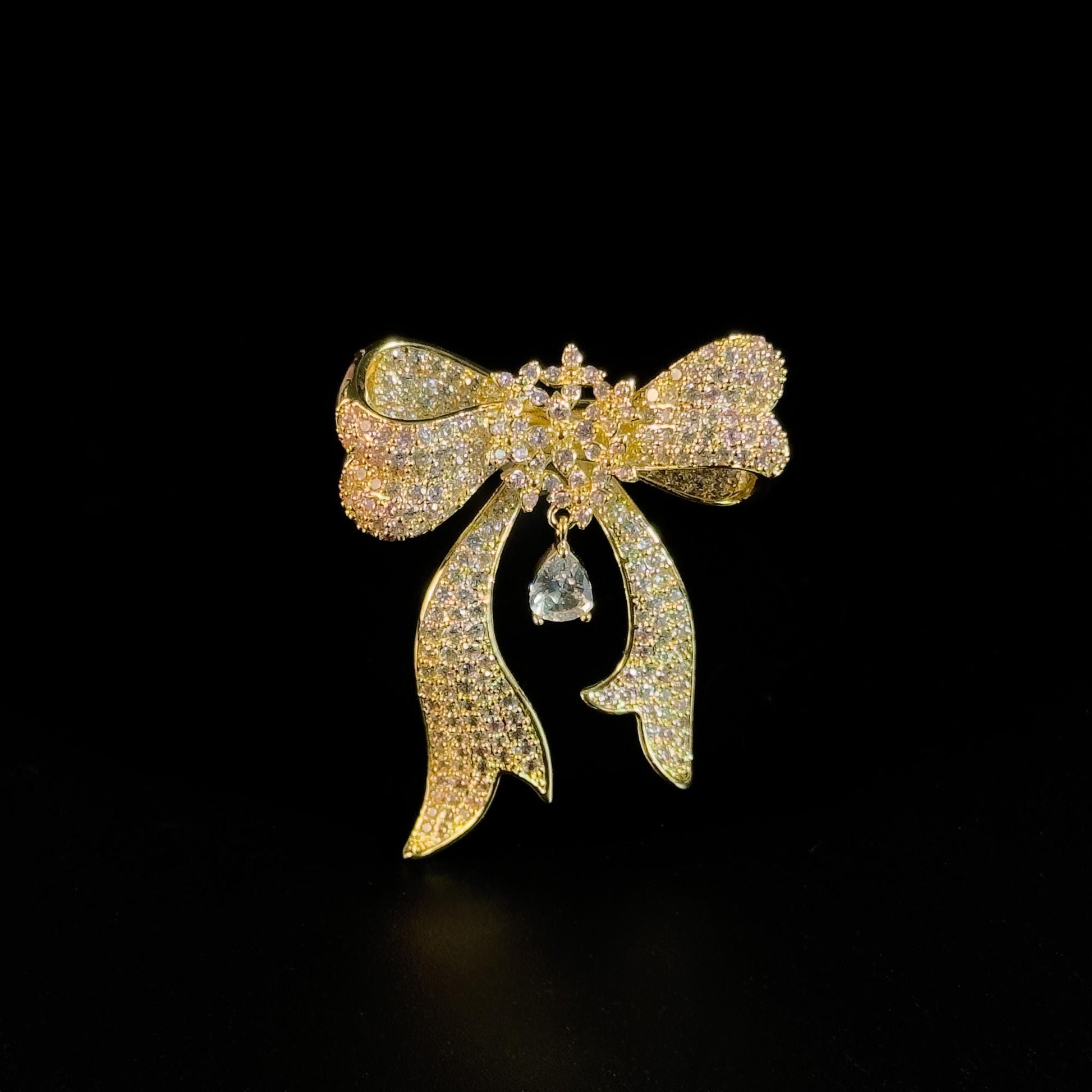 Gold Bow Pendant Brooch