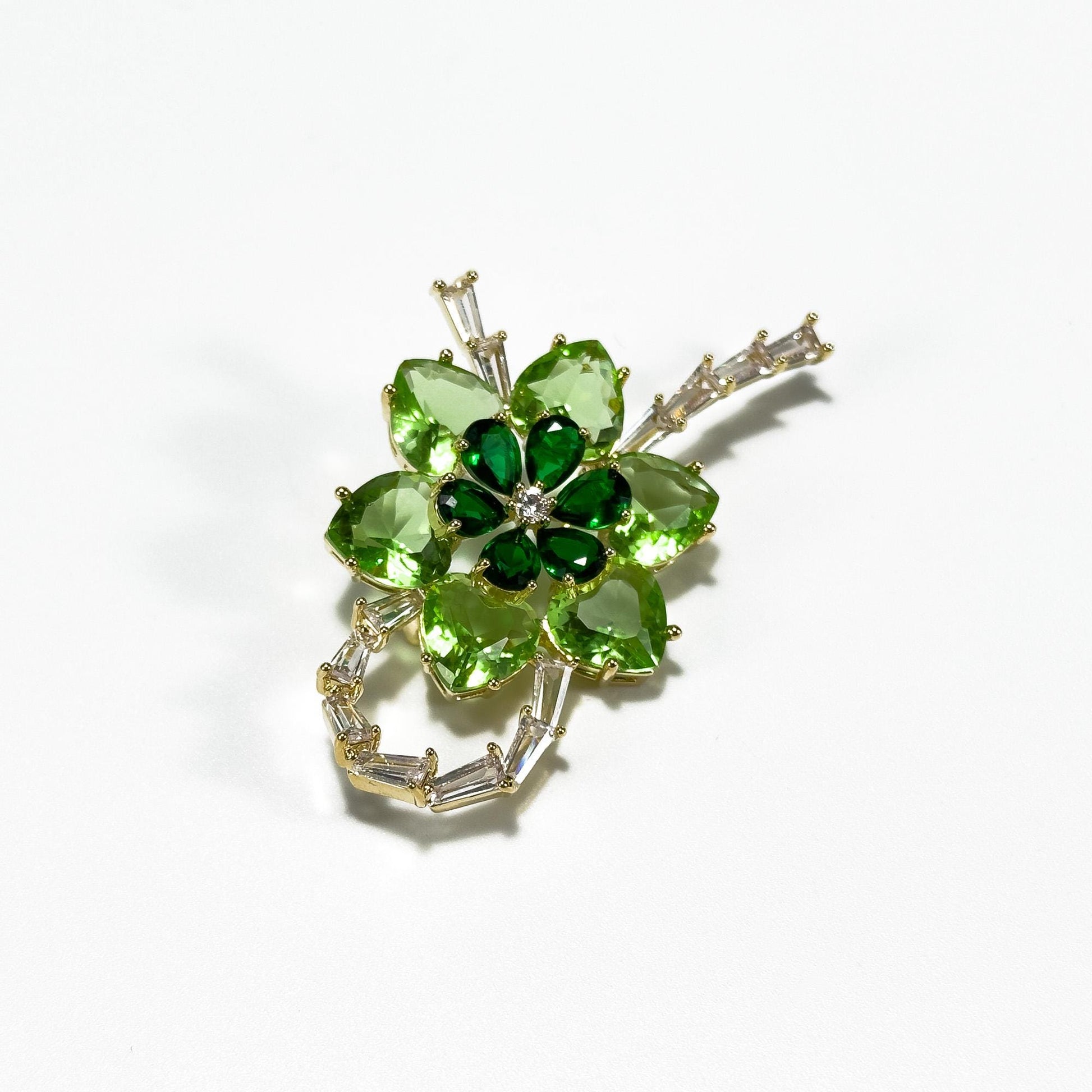 Green Floral Bow Brooch