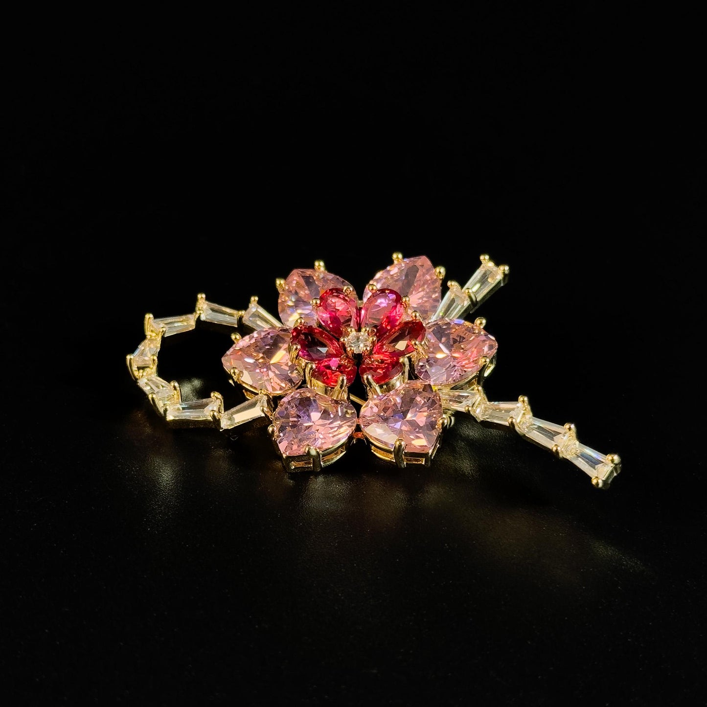 Green Floral Bow Brooch
