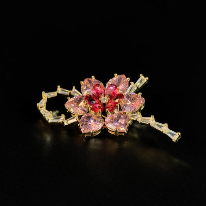 Green Floral Bow Brooch