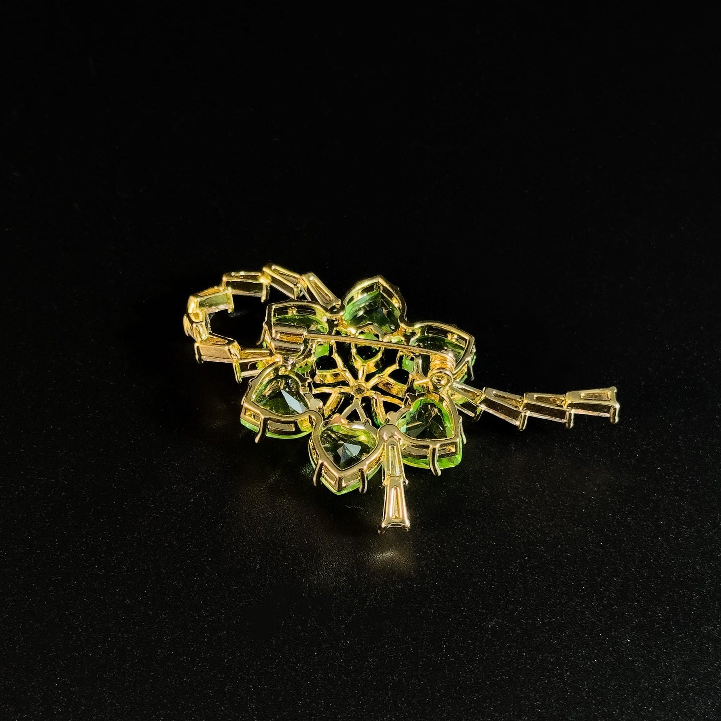 Green Floral Bow Brooch