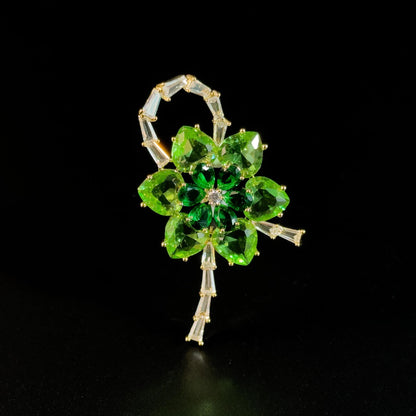 Green Floral Bow Brooch