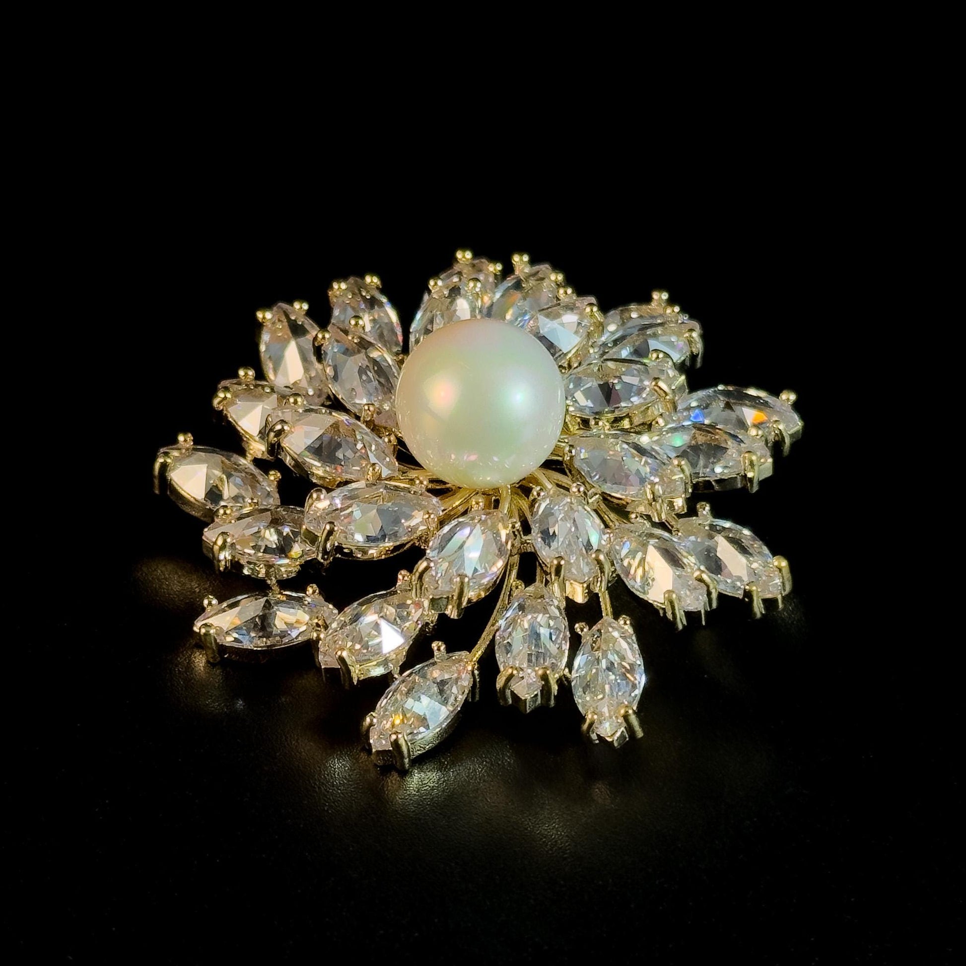 Crystal Flower Brooch