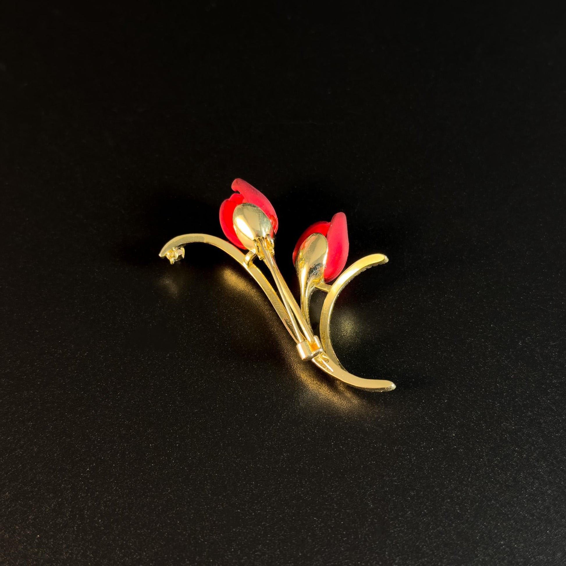 Red Tulip Rhinestone Brooch