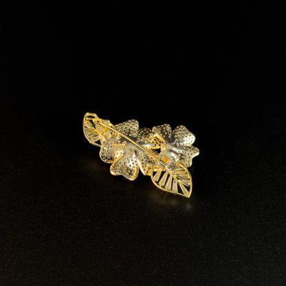 Crystal Rhinestone Pink Flower Brooch