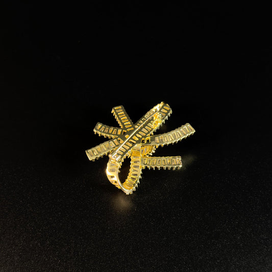 Gold Crystal Bow Brooch